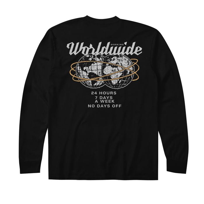 Лонгслів чорний «Worldwide»