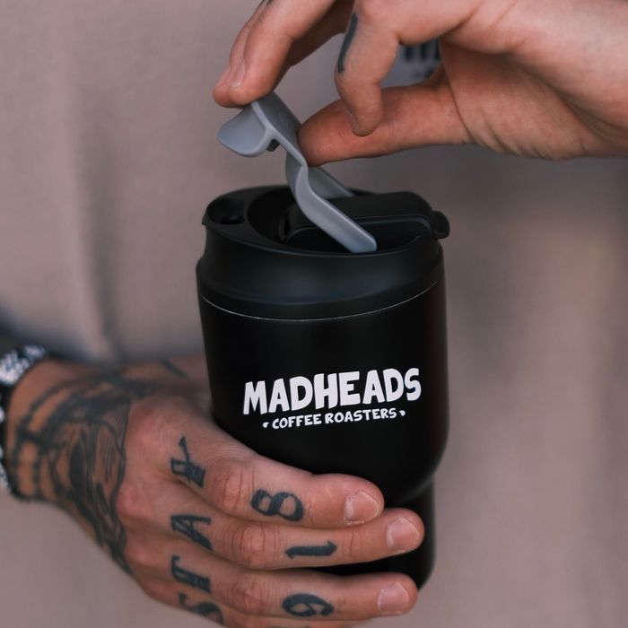 Термокружка чорна “Mad Heads coffee roasters”