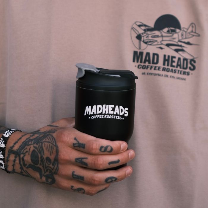 Термокружка чорна “Mad Heads coffee roasters”