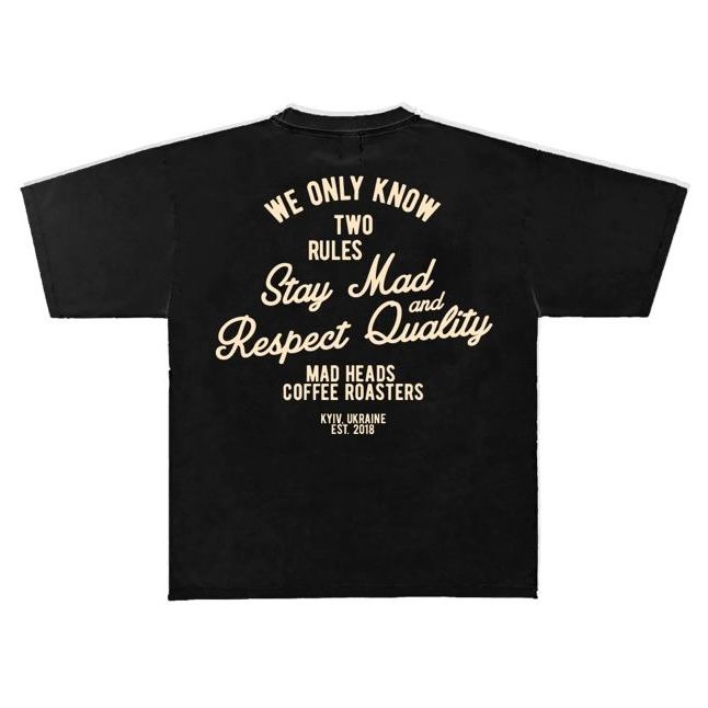 Футболка чорна з жовтим принтом «2 rules». SHU x MH