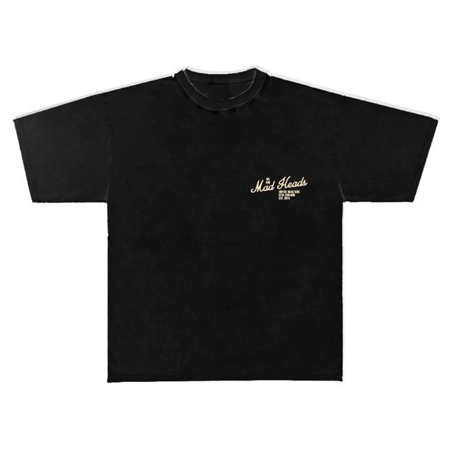 Футболка чорна з жовтим принтом «2 rules». SHU x MH