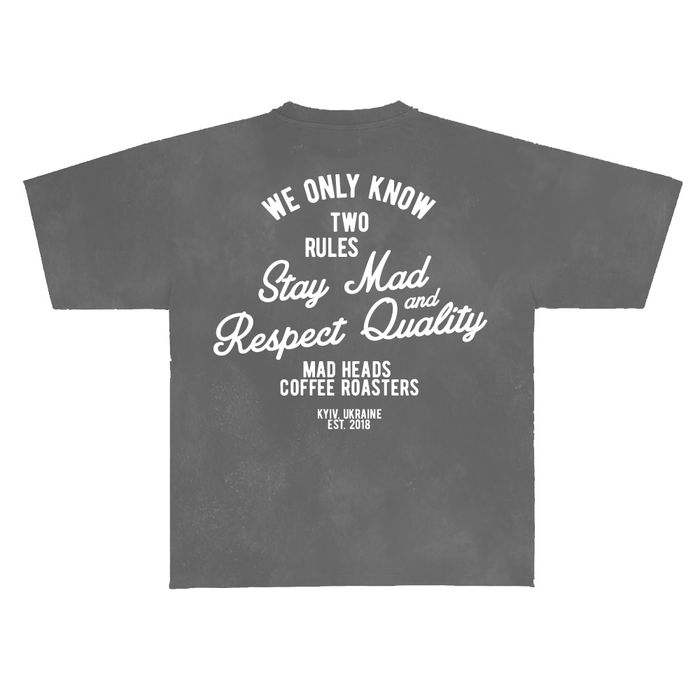 Футболка сіра з ефектом виварювання «2 rules»