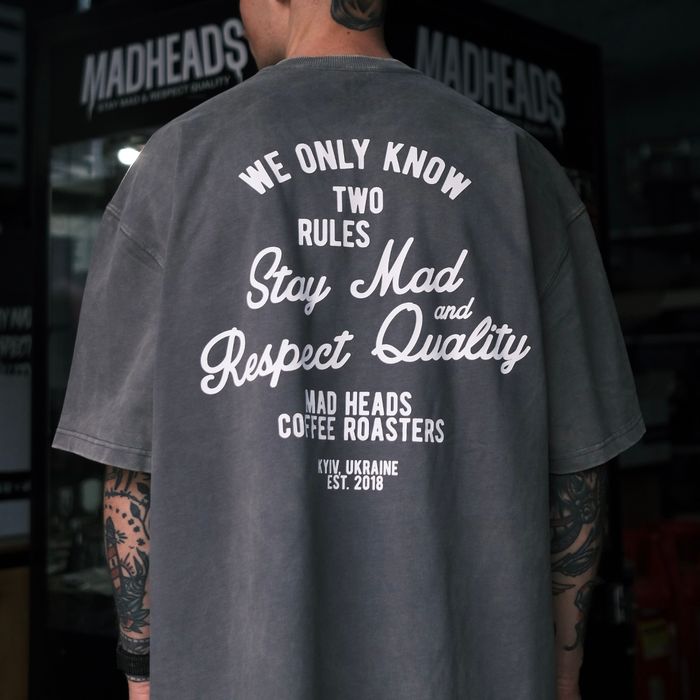 Футболка сіра з ефектом виварювання «2 rules»