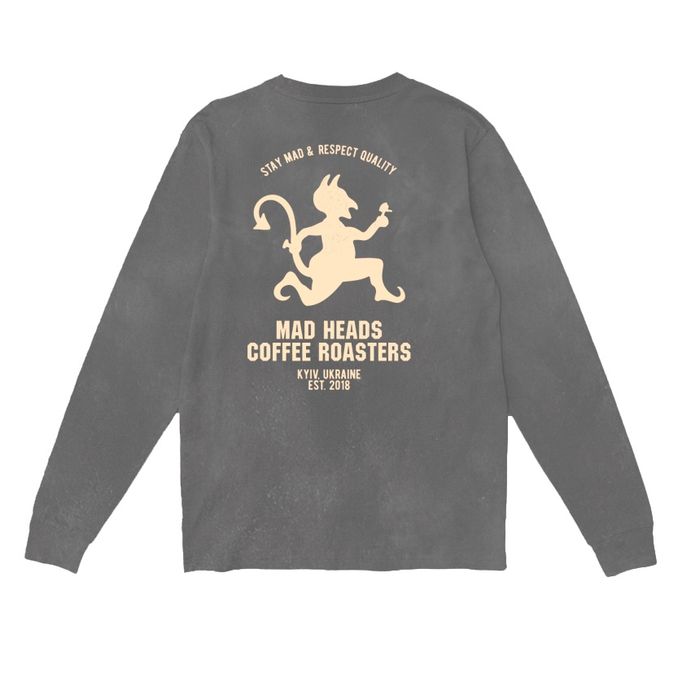 Лонгслів сірий з ефектом виварювання «Who Satan»