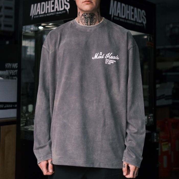 Лонгслів сірий з ефектом виварювання «2 rules»