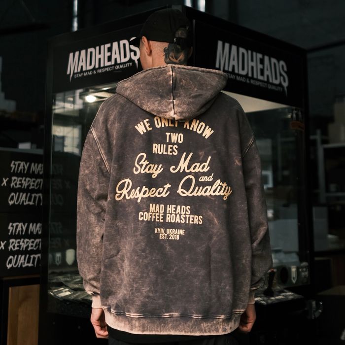 Hoodie Gray stonewash "2 rules"