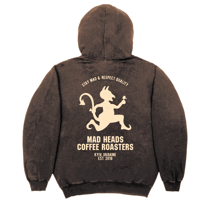 Худі сірий з ефектом виварювання «Who Satan»