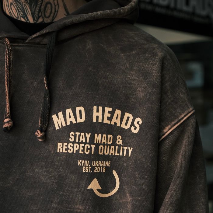 Худі сірий з ефектом виварювання «Who Satan»