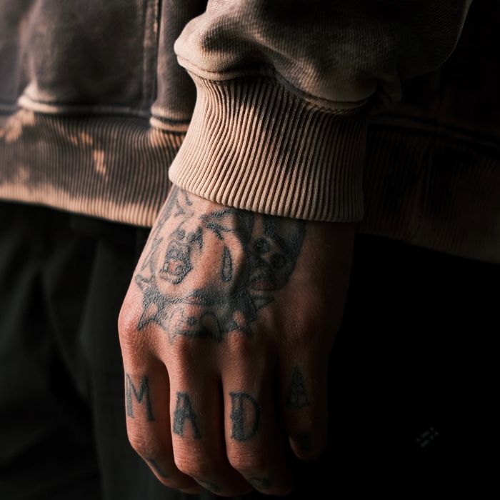 Худі сірий з ефектом виварювання «Who Satan»