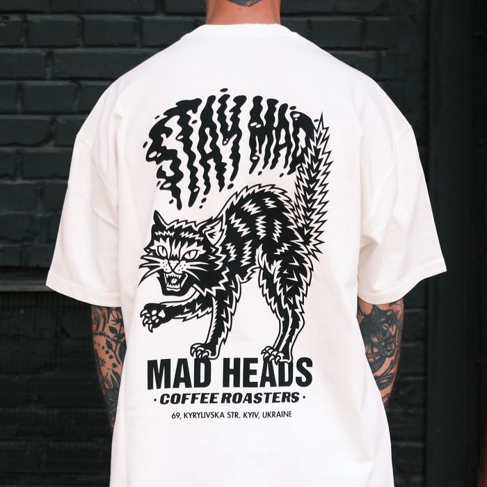 White T-shirt "Mad cat vol.2"