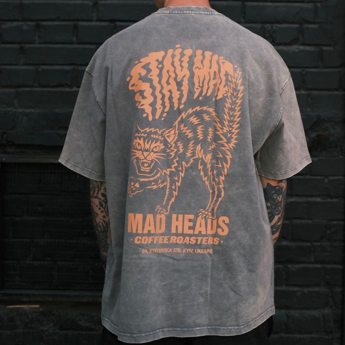 Gray t-shirt stonewash "Mad cat vol.2"