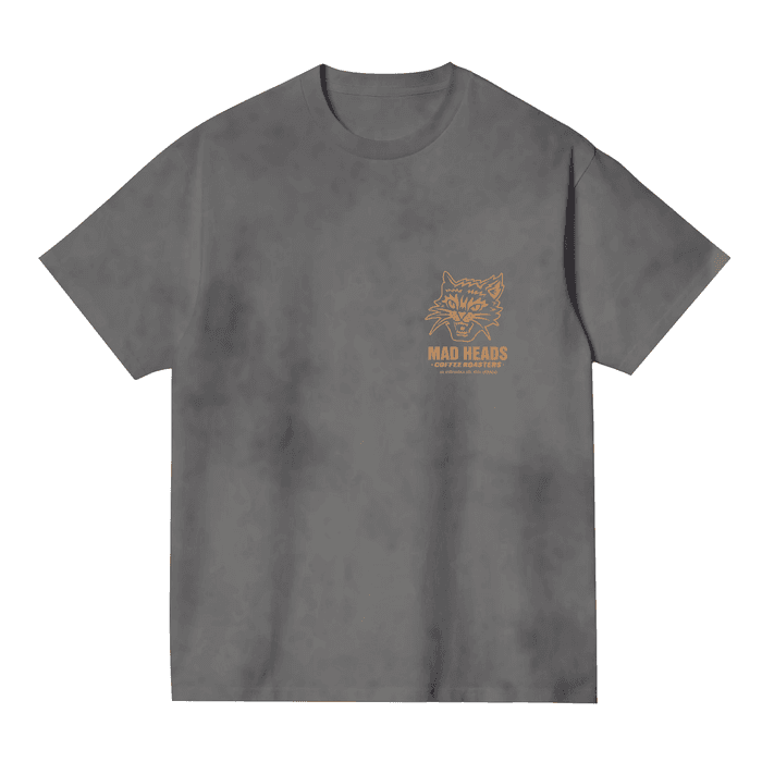 Футболка сіра з ефектом виварювання «Mad cat vol.2»