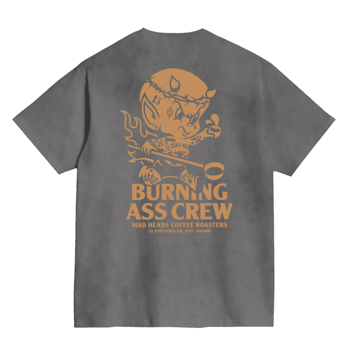 Футболка сіра з ефектом виварювання «Who Satan vol.2»