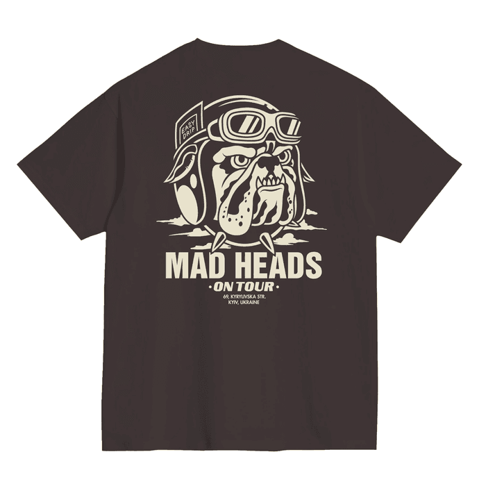 Футболка темний шоколад «Mad heads on tour»