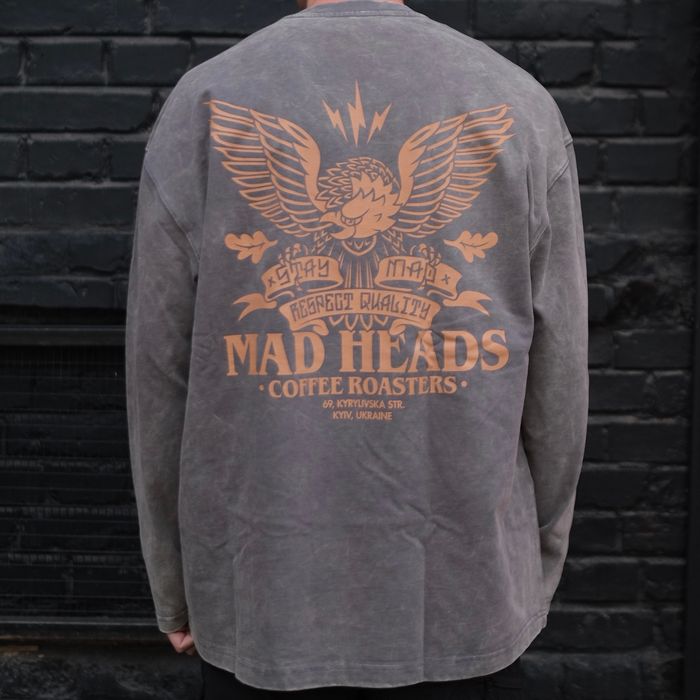 Лонгслів сірий з ефектом виварювання «Eagle»