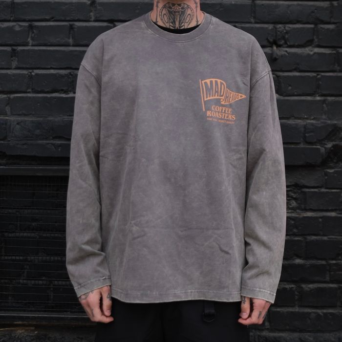 Лонгслів сірий з ефектом виварювання «Eagle»