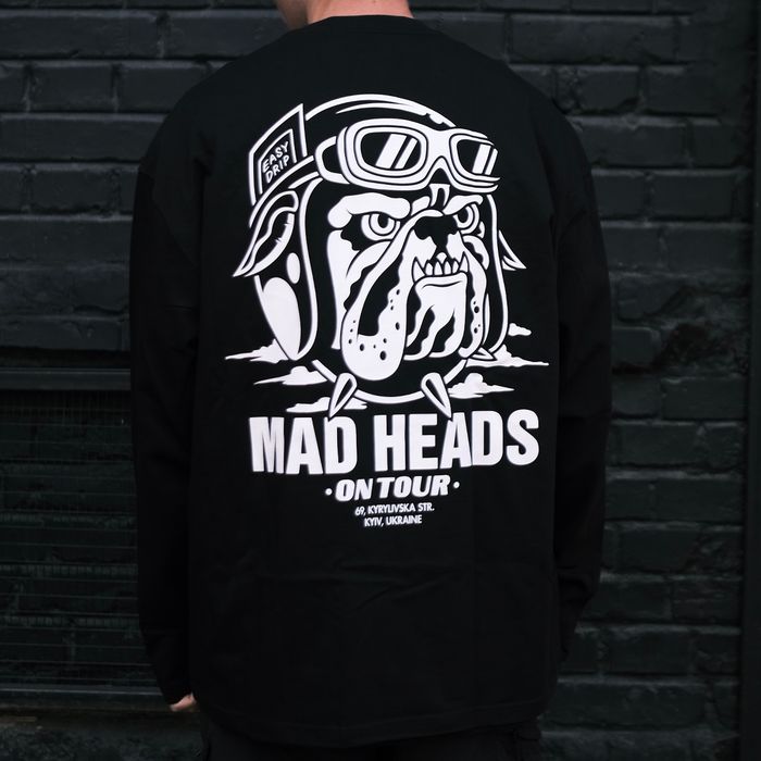 Лонгслів чорний «Mad heads on tour»