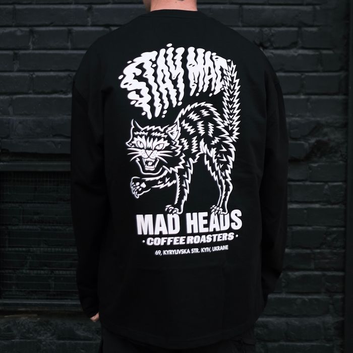 Лонгслів чорний «Mad cat vol.2»