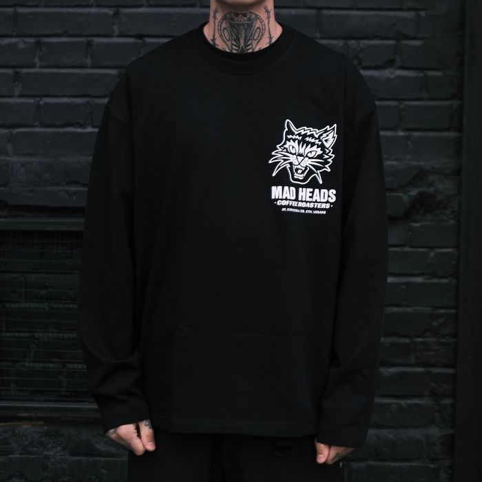 Лонгслів чорний «Mad cat vol.2»