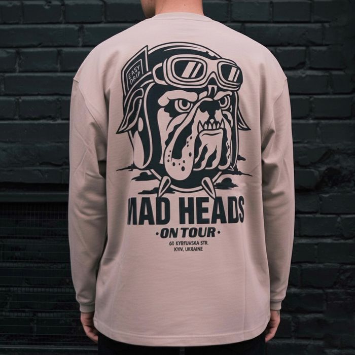 Лонгслів капучино «Mad heads on tour»