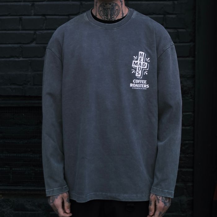 Лонгслів сірий з ефектом виварювання «Who Satan vol.2»