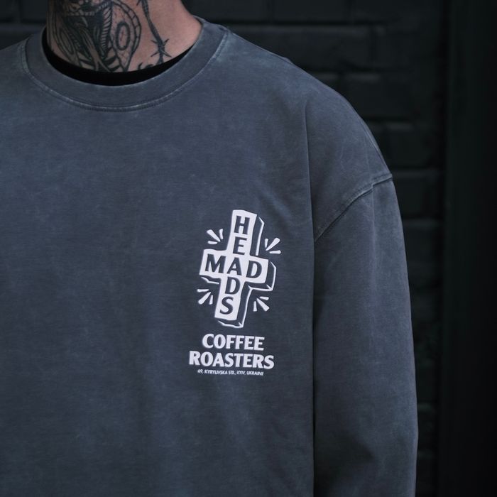 Лонгслів сірий з ефектом виварювання «Who Satan vol.2»